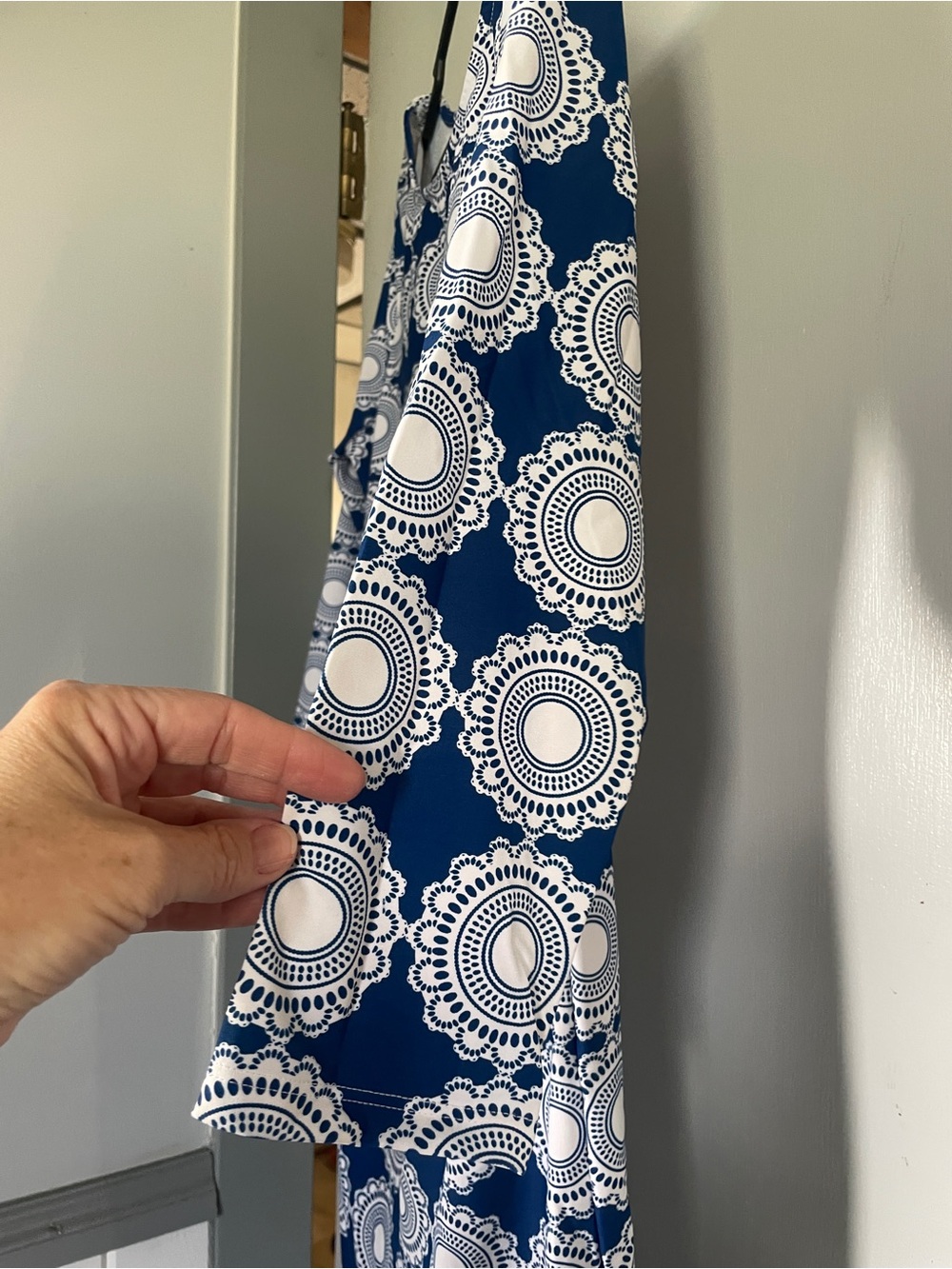 All For Color Blue and White Midi Sheath Dress size M - Picture 3 of 7